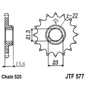 Reťazové koliečko JT JTF 577-15RB 15T, 520 pogumované